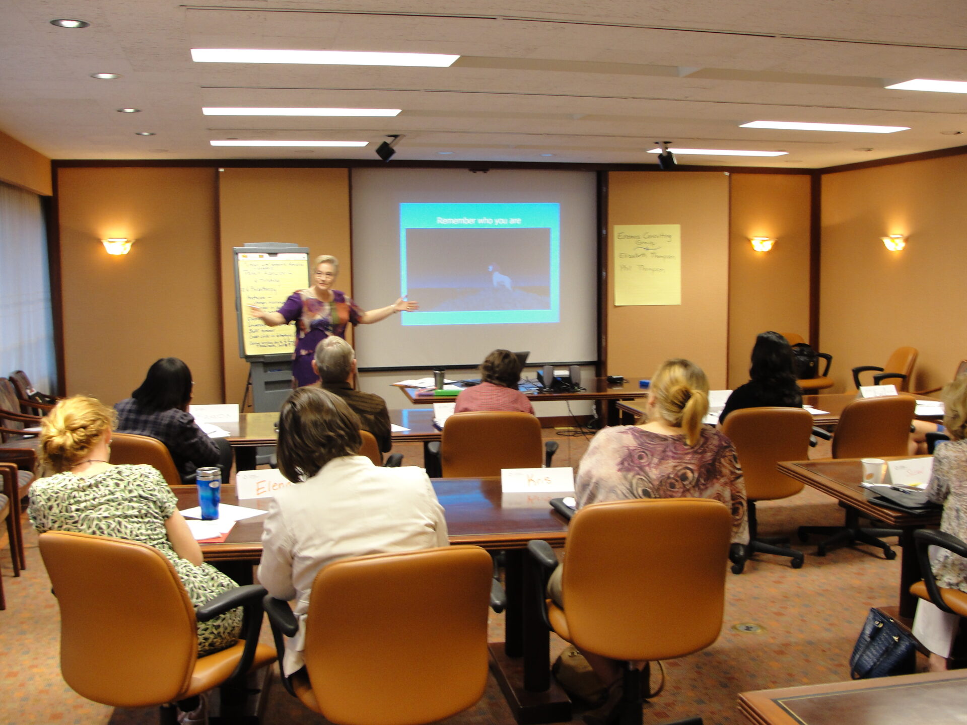 Instructor presenting to adults in conference room